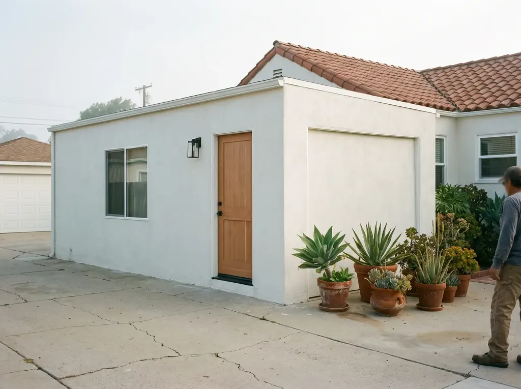 San Diego garage converted into an ADU with a new entry