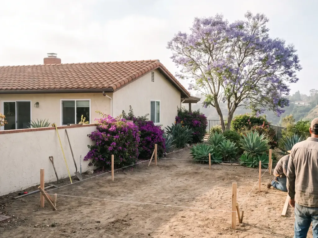San Diego home with a backyard staked out for an ADU